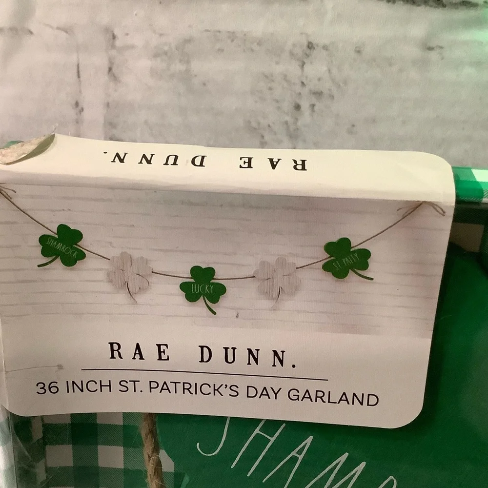 Rae Dunn Wood Shamrock, Lucky, St. Patty Garland